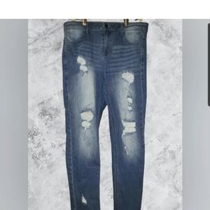 Balera dance costume Jean pants Large adult Blue distressed